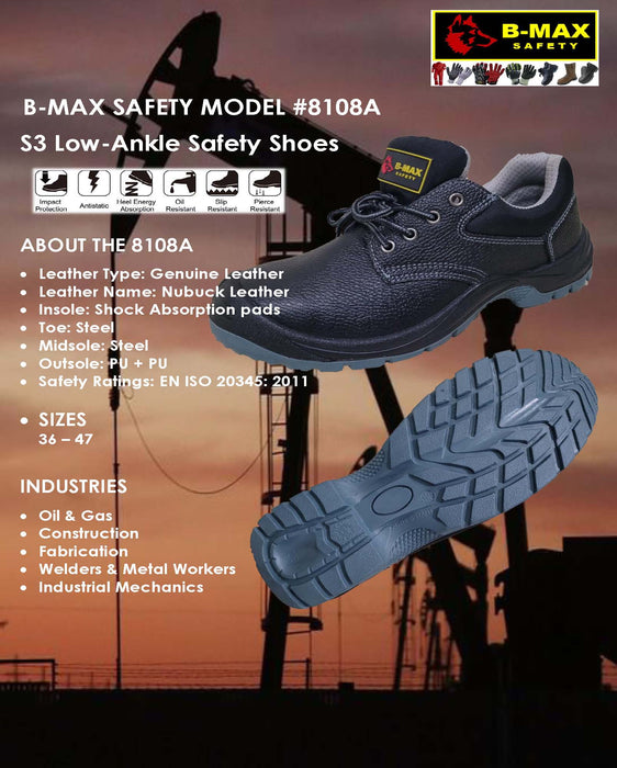 B-MAX SAFETY  LOW ANKLE SAFETY SHOES Model#8108A