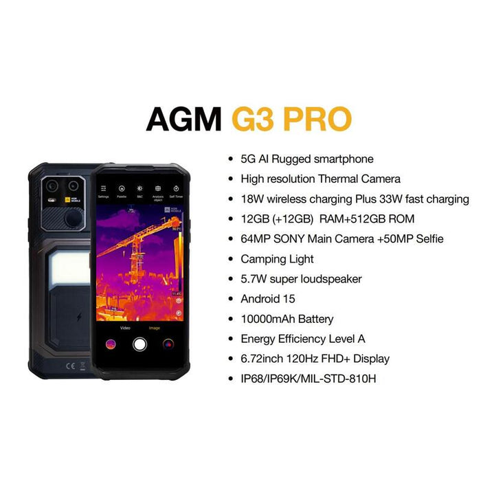 AGM G3 Pro 5G rugged smartphone overview — 12GB+512GB, 10000mAh, Android 15, MIL-STD-810H, IP68/IP69K