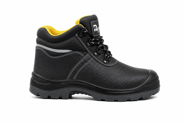 Remart DPU-9096 High Ankle Safety Boot — Black Genuine Leather Side Profile View | Steel Toe | UAE
