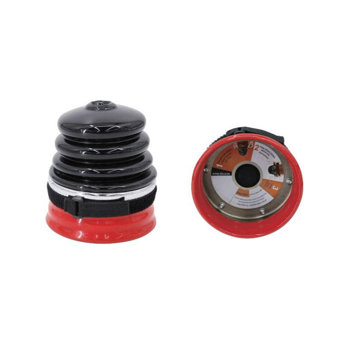 PPEMAX black and red glove inflator kit, side and base views, for electrical PPE procurement in Abu Dhabi